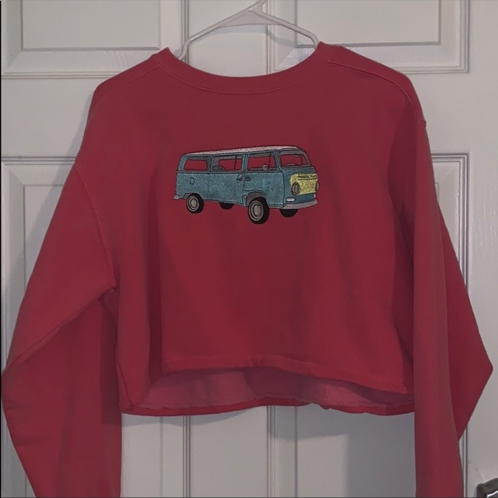 Vintage Embroidered Comfort Colors Crop Sweatshirt